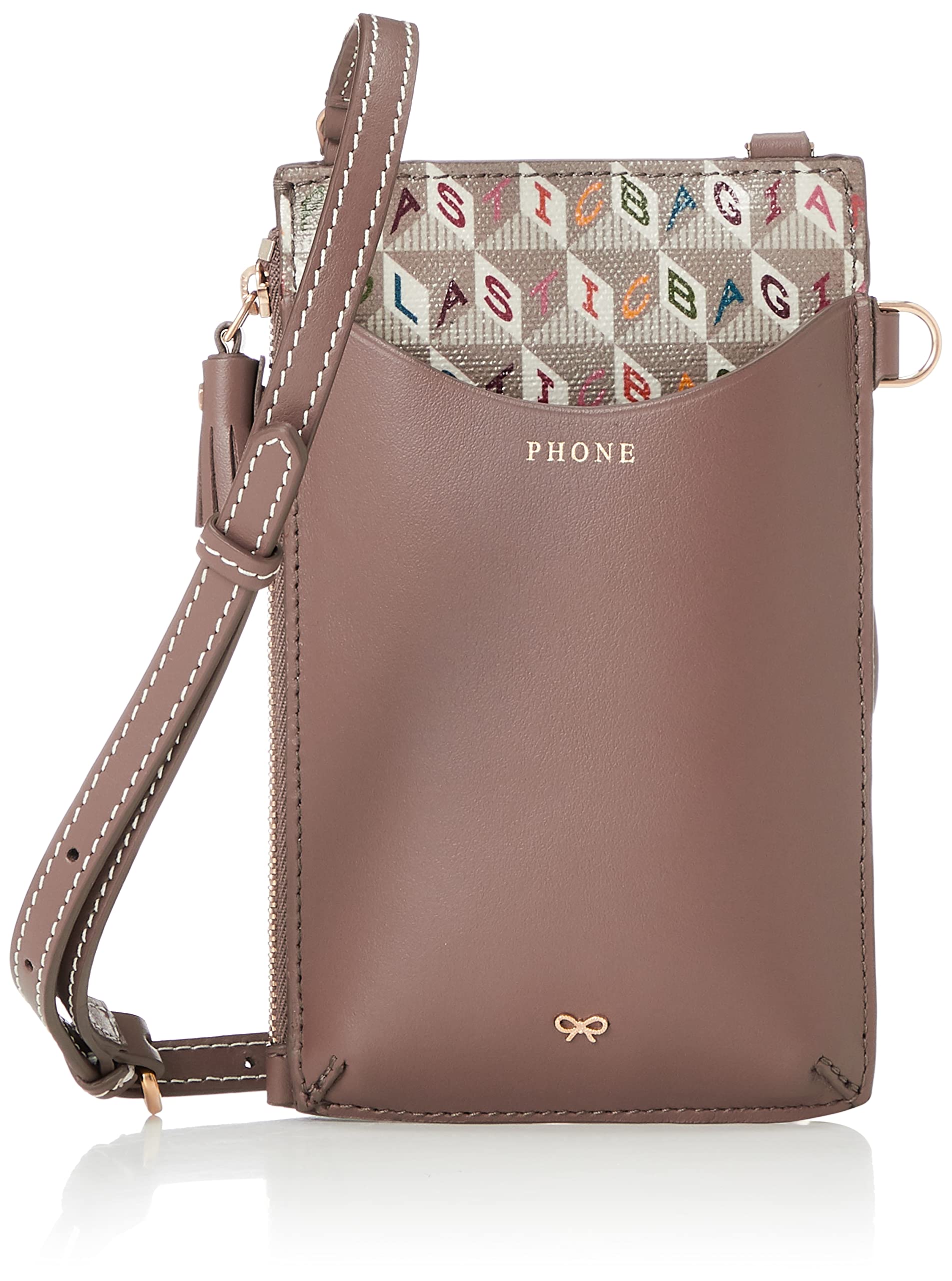 

Shoulder Bag Zip Phone Pouch on Strap I am a Plastic Bag in Recycled Canvas with Smooth Eco Leather Dark Multi [Anya Hindmarch] Women s [Item]
