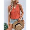 Summer New Women's V-neck Button-down Sleeveless Vest Solid Color Loose Casual T-shirt Top