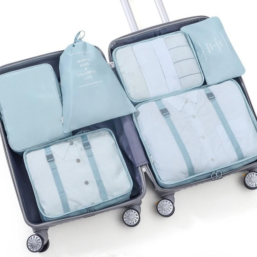 7Pcs/Set Folding Suitcase Packing Cubes Set Large Capacity Clothes Shoe Tidy Pouch  Cosmetics