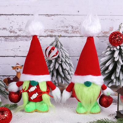 Strange Faceless Standing Doll, Fashionable Green-Haired Monster Dwarf Elf Doll Decoration