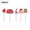 Merry Christmas Animal Fruit Fork Food Grade Plastic Mini Cartoon Kids Cake Fruit Toothpick Bento Lunch Bento Party Decoration