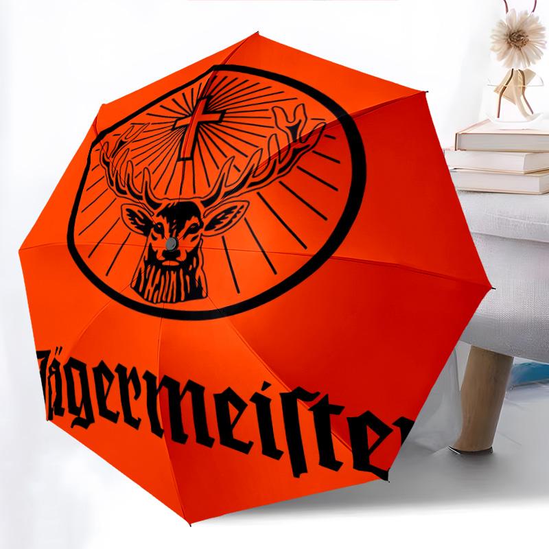 Jägermeister Splash: Kräftig Lebhaft Faltbarer Regenschirm Langlebig Geeignet für alle Jahreszeiten Dreifach faltbar Reise Sonnenschirm
