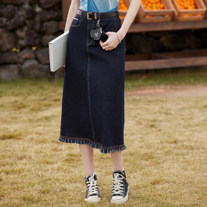 Джинсовая юбка Bailuyu в ретро-стиле с бахромой S