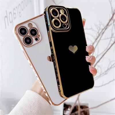 Soft Electroplated Love Heart Phone Case For Samsung Galaxy A54 A34 A14 A04S A53 A23 A13 S20 S21 S22 S23 Ultra Plus iPhone 14 13 12 11 Pro Max Cover