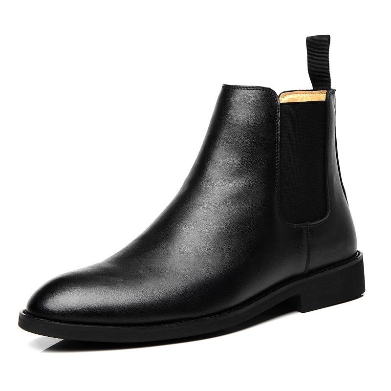 

Martin boots men s European and American autumn cowhide pointed Chelsea boots high-top foot boots one piece 2025 46