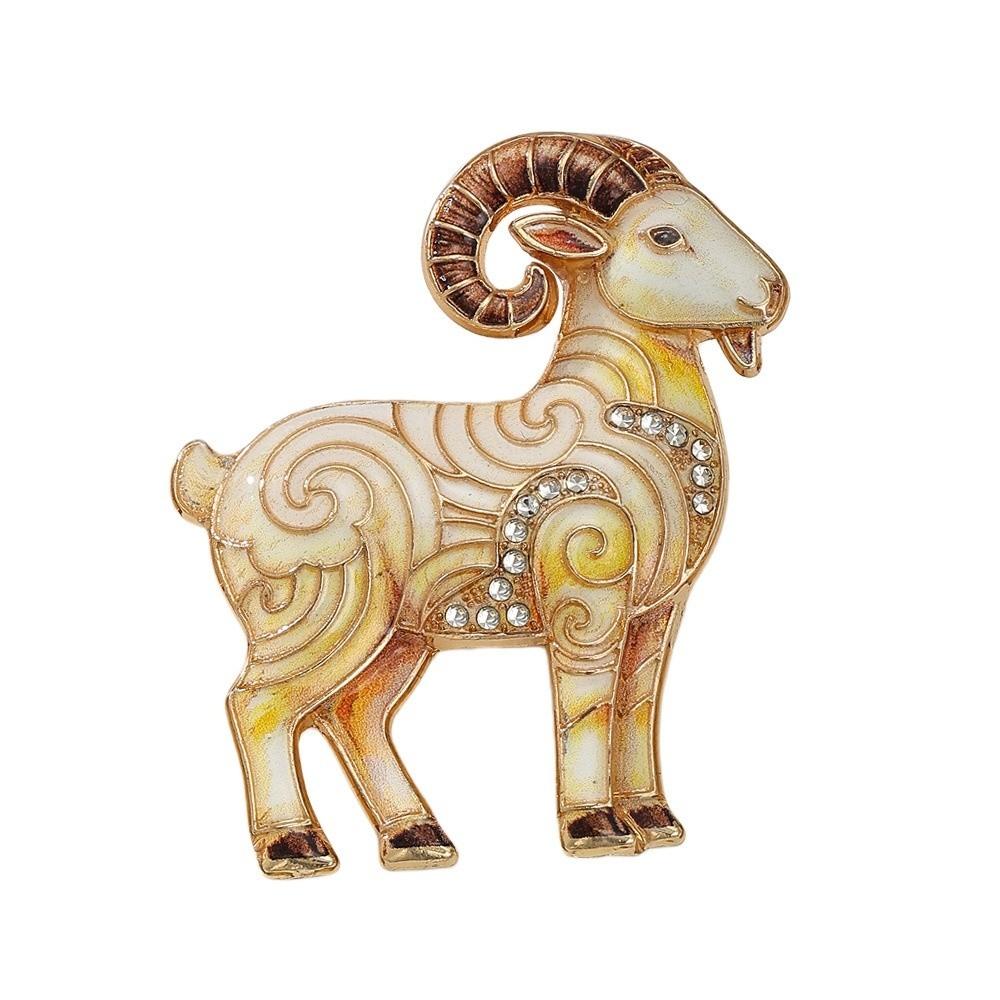 Diamond-inlaid Sheep Brooch Vintage Brooch Pins Trendy Lady's Suit Brooch  Cloth Accessories