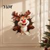 Creative Gifts for Friends Christmas Reindeer Wall Decal, 3D Hole Illusion Red Nose Rudolph Sticker, Easy Apply Decals Peel And Stick Waterproof