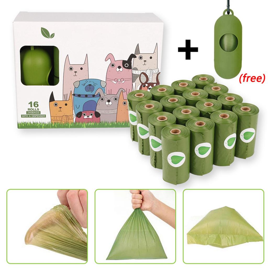 Biodegradables Dog Cat Pet Poop Bags Rolls Extra Thick Leak Proof Waste Refuse Cleaningup Bags For Outdoor Animals Walking And Travel With Allocator