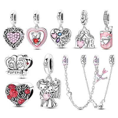 Original 925 Silver Valentine's Day Charm Bead Fits 3mm Bracelet DIY Jewelry Gift for Women Special Edition New