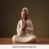 Ceramic Seated Guanyin On Lotus with Light Ring and Anjali Mudra for Home Decor