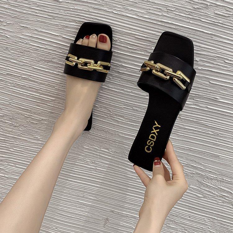 Slippers women's 2024 new women's shoes summer fish mouth flat bottom cool slippers women's outer cover toe slippers women's size 42