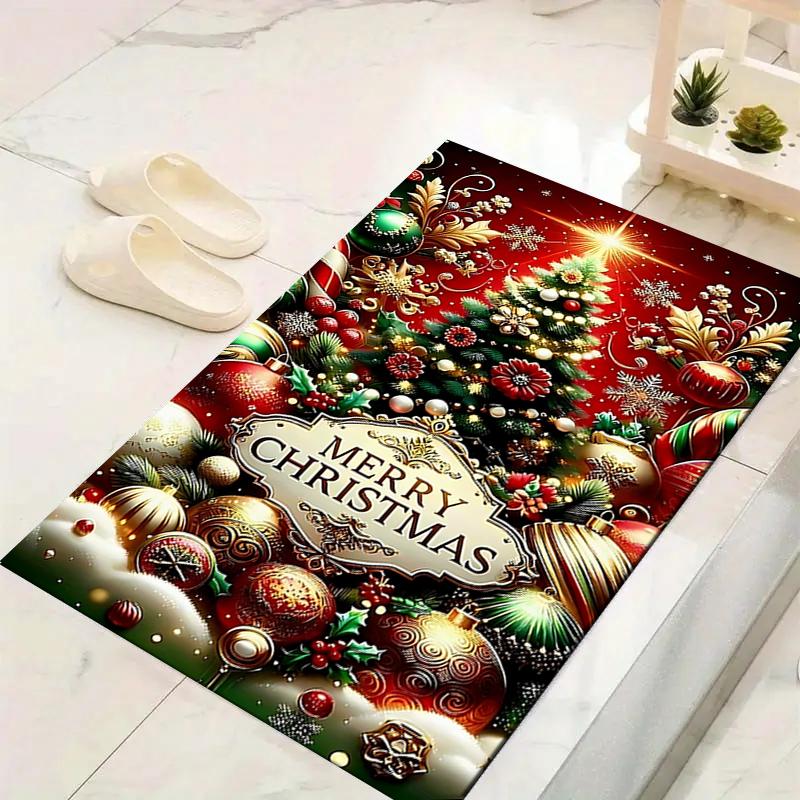 1Pc Christmas Tree Decorations Rug, Office Carpet Indoor Outdoor Doormat, Non-Slip, Comfortable, Living, Christmas Halloween,  Xmas Gift G1127