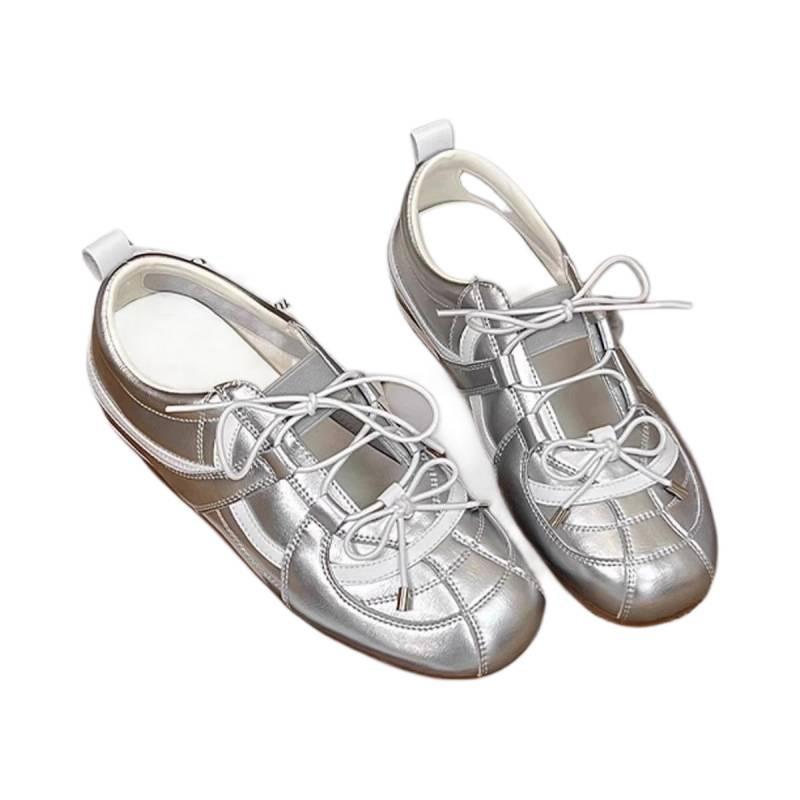 Height increase within 3cm~ Leather platform ballet training shoes women's 2025 new summer Mary Jane shoes lazy single shoes