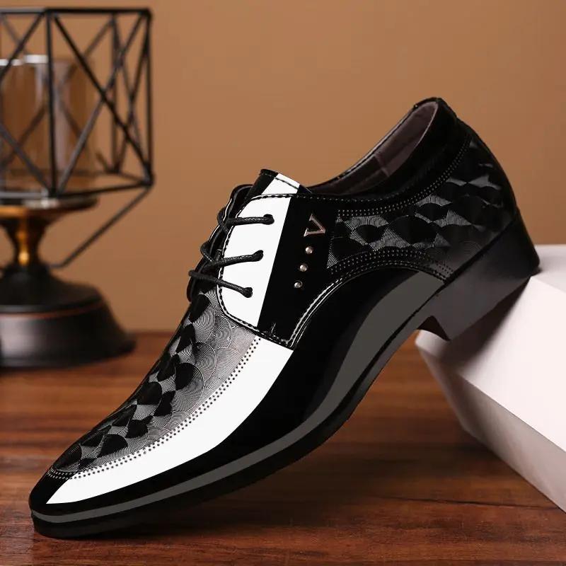 Fashion Business Oxfords Dress Man Shoes Lace Up Leather Casual Social Shoe for Men Party Gentleman Legitimate Cheap Clearance Footwear