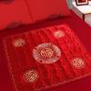 Wedding Blessing Cushion Set: Bride's Happy Quilt & Red Dowry Bed-Pressing Pillow Set.
