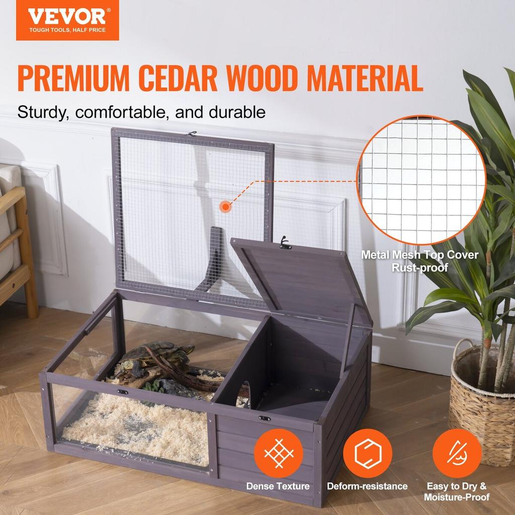 Habitat Tortue Maison Tortue en Bois Intérieur & Extérieur 2 Pièces 38x24x13in