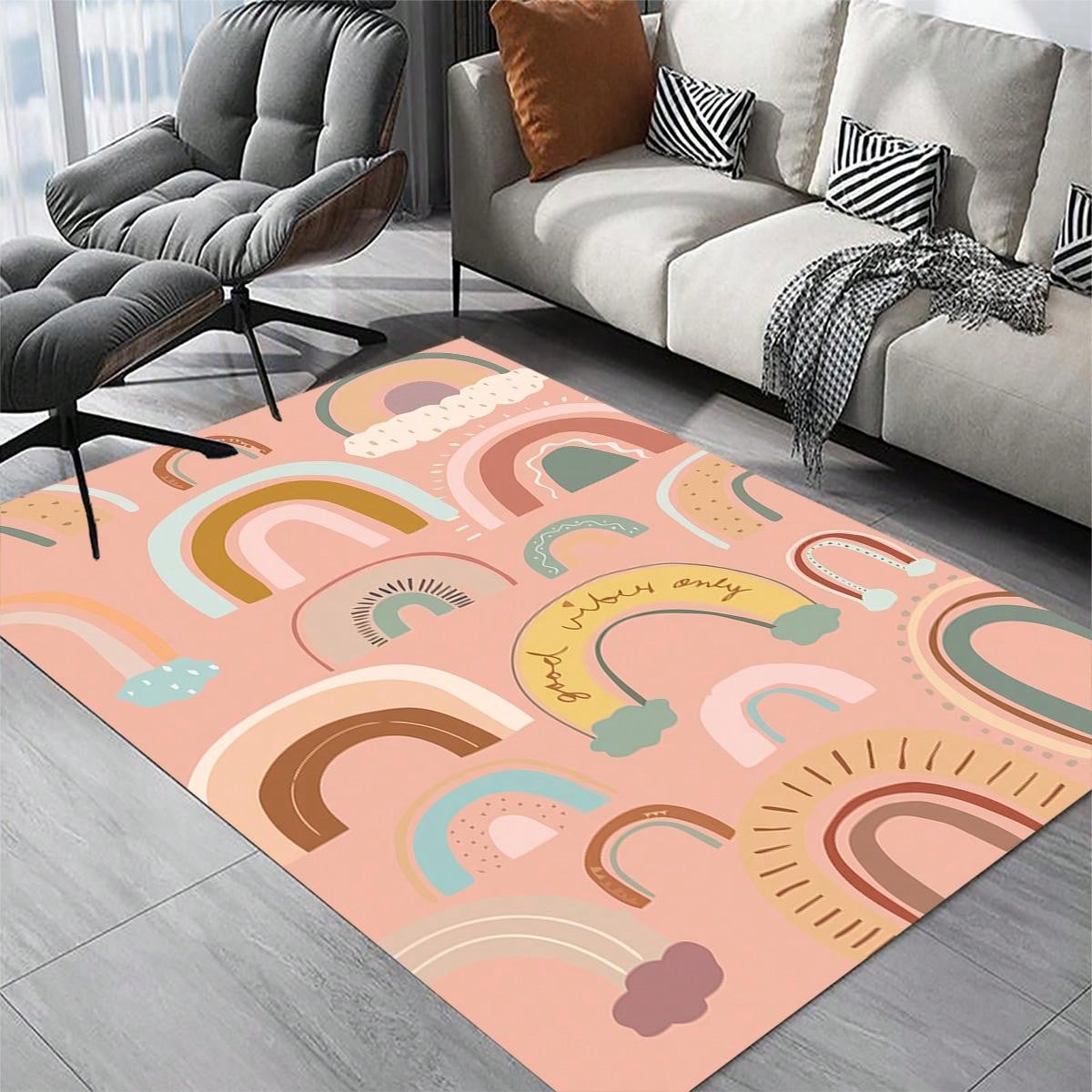 

Rainbow Graphic Series Carpet Rectangle Soft and Non-Slip Rug Suitable for Living Room Rug Bedroom Study Office Etc Room Decor 40x60cm