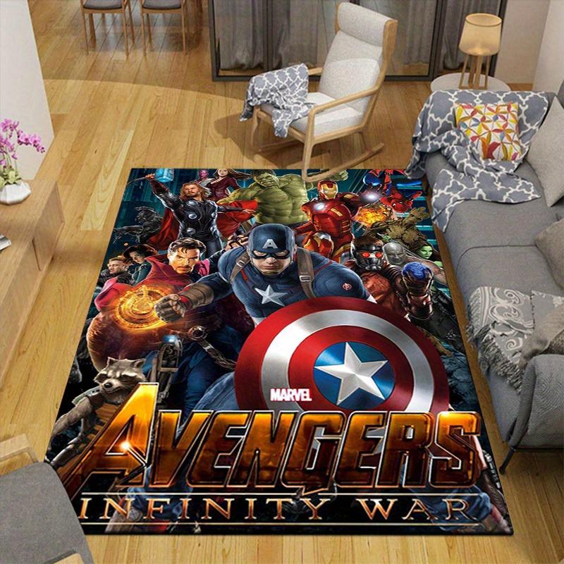 1ks Kobercový kobereček Marvel Avengers Super hrdinové, Protiskluzová podložka, Design s kreslenými postavičkami, Měkký samet, Dekorace do pokoje, Omyvatelný