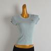 Pure Color Minimalist Round Neck Embroider Pullover Knitwear Women's Clothing Summer Silm Slimming and Short Short Sleeve T-shirt Tops