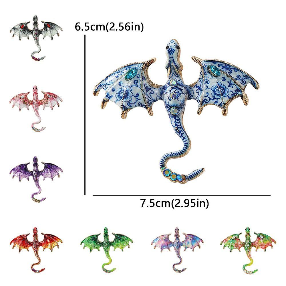 Zinc Zinc Zinc Alloy Crystal Wing Dragon Pin Colorful Rhinestone Animal Dragon Brooch Daily Wear