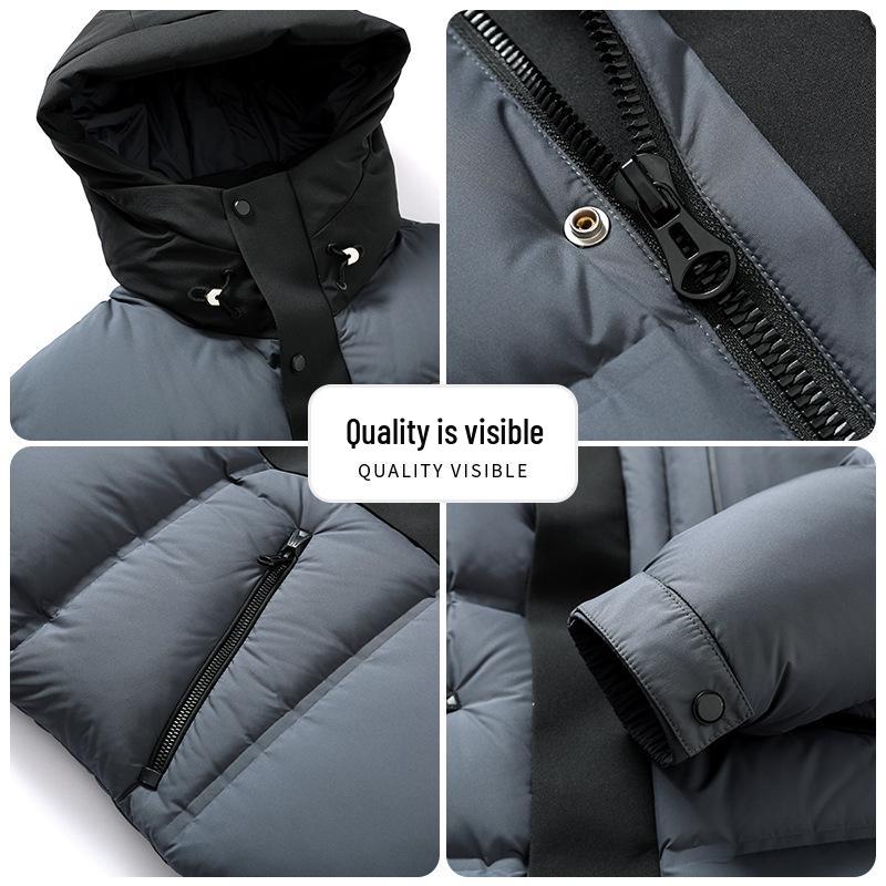 Men's 90% Duck Down Puffer Jacket - Short, Thick, Hooded Winter Coat for Extreme Cold Protection