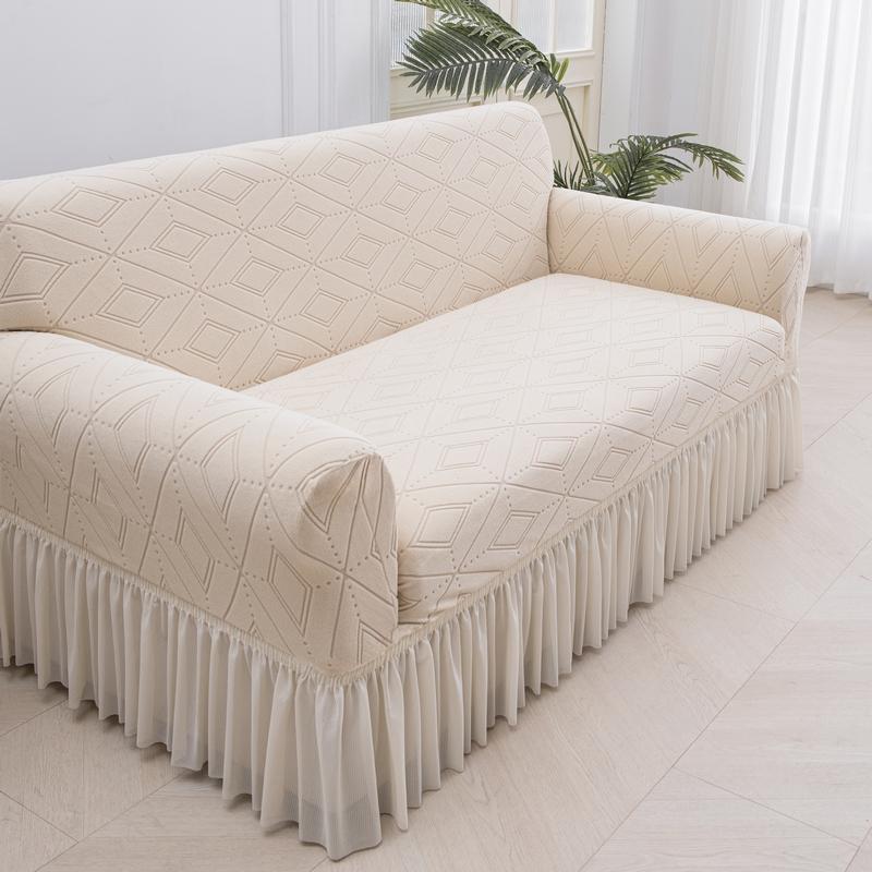 

Чехол на диван 1/2/3/4-местный с юбкой, жаккардовый эластичный чехол на диван «все включено» для гостиной 2Seater 145-185cm