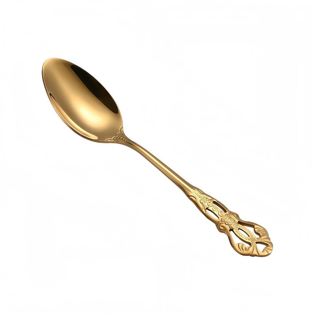 Royal Court Embossed Stainless Steel Cutlery Set – Retro Hollowed Knife, Fork, and Spoon