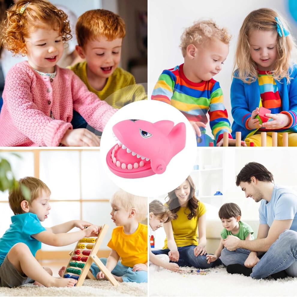 Biting finger toy, biting finger, sensory toy for shark teeth with soft rubber teeth, reaction skills, gentle shark teeth toy, for pink