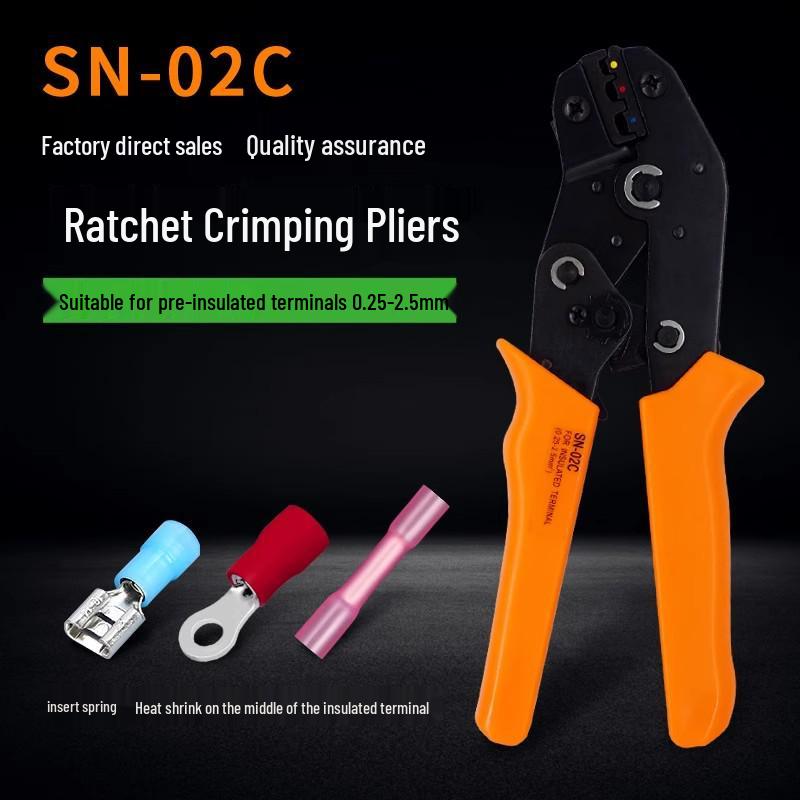 SN-02C/HSC Ratcheting Crimping Tool for 0.25-2.5 mm² BHT/FDD/RV/SV Wire