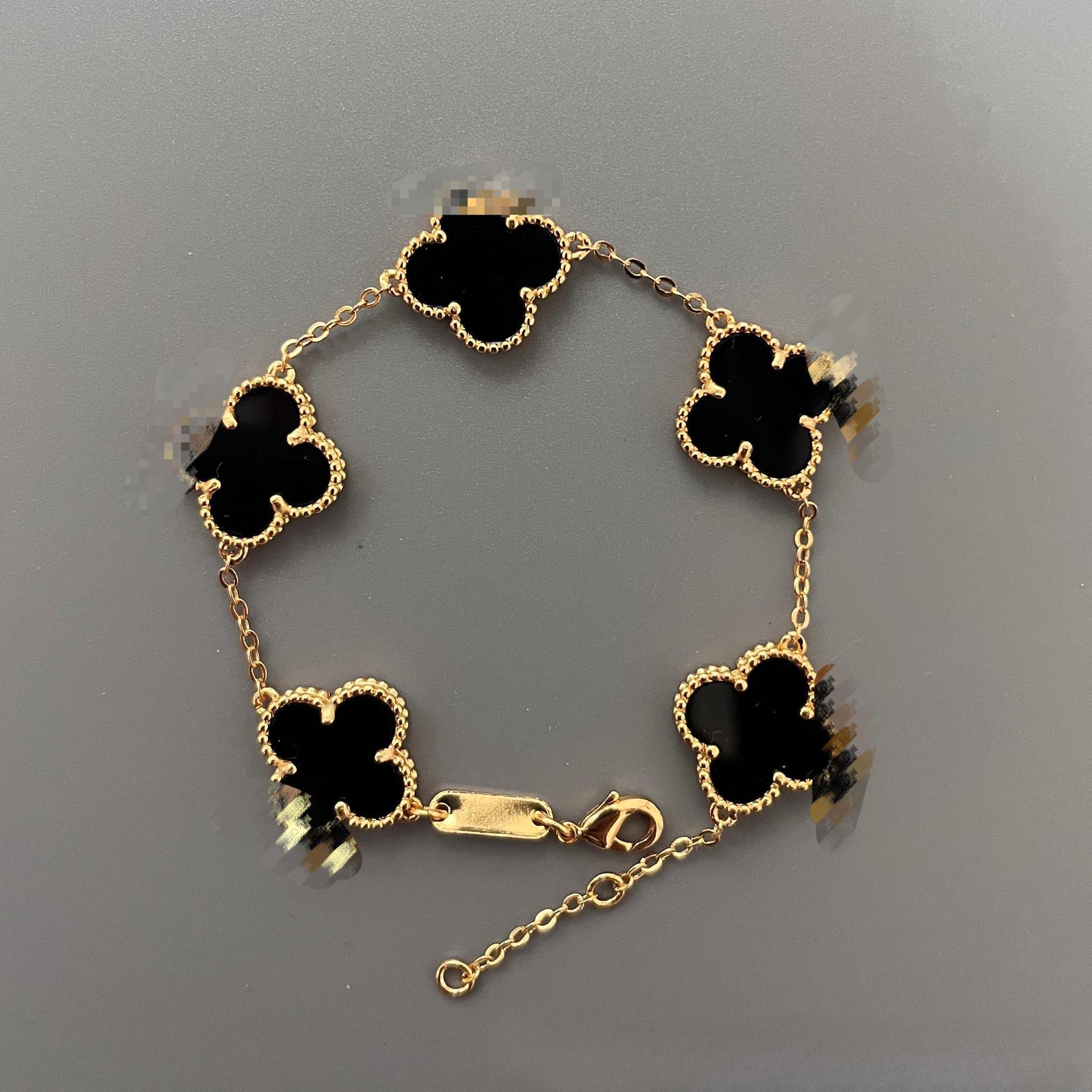 

Модный браслет из четырехлистного клевера и пятицветка 15 мм для женщин 18k Двусторонний перламутровый Простой и модный Универсальный браслет