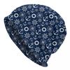 Custom Navy Blue Nautical Wheel Anchor Beanie Cap Winter Warm Bonnet Homme Knitted Hats Cool Outdoor Ski Beanies For Men Women
