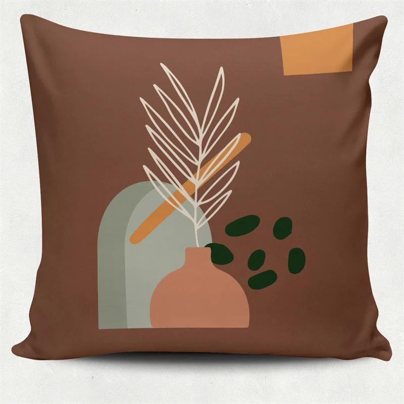 Nordic Morandi Colorful Geometric Printing Pattern Square Cushion Cover Home Living Room Sofa Decoration Polyester Pillow