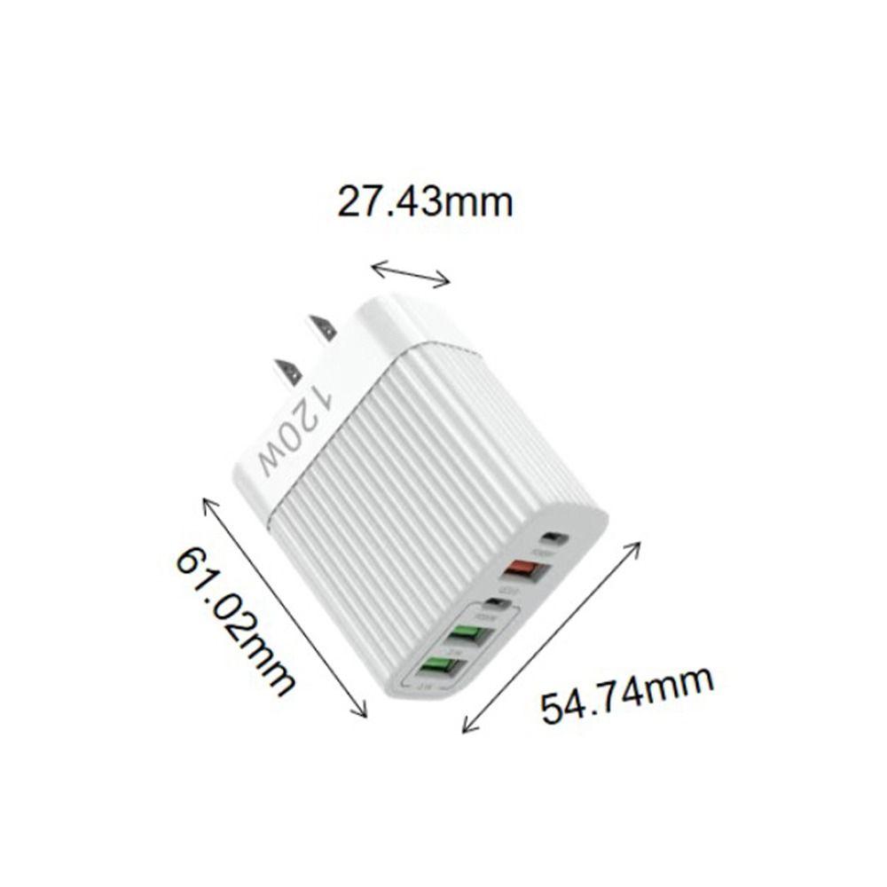 120W Super Fast Charger Head 5 Ports 10A Charger USB Fast Charger High Speed Charging 3 USB 2 Type C for iPhone Samsung Xiaomi