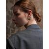 Yhpup Statement Simulated Pearls Striped Oval Stud Earrings for Women Stainless Steel Fashion Vintage Daily Jewelry Waterproof