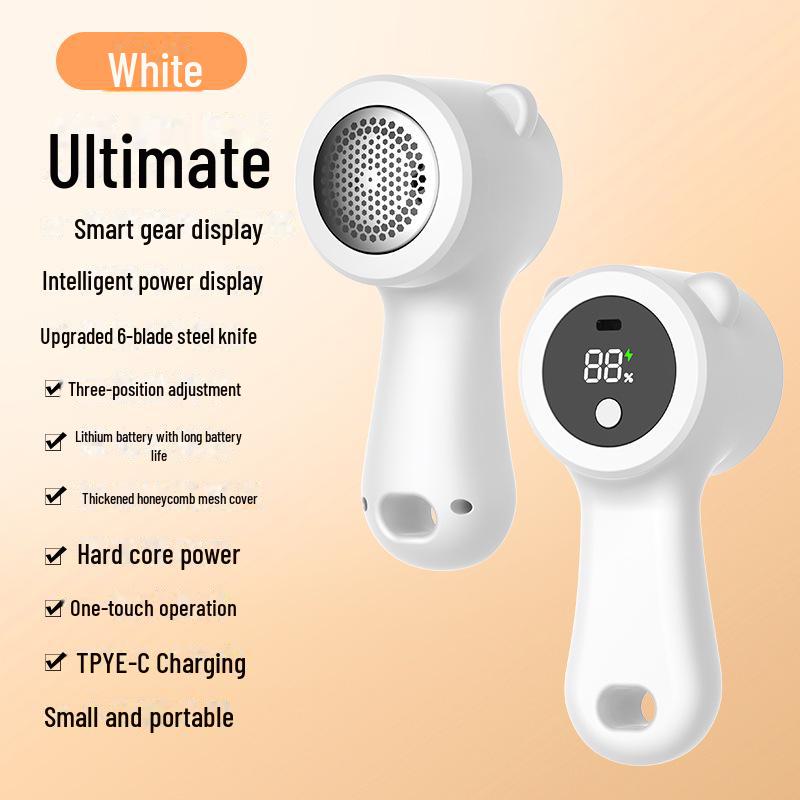 IQ Bear Hairball Trimmer: Rechargeable, Portable 2-in-1 Hair Remover with Digital Display for Household Use