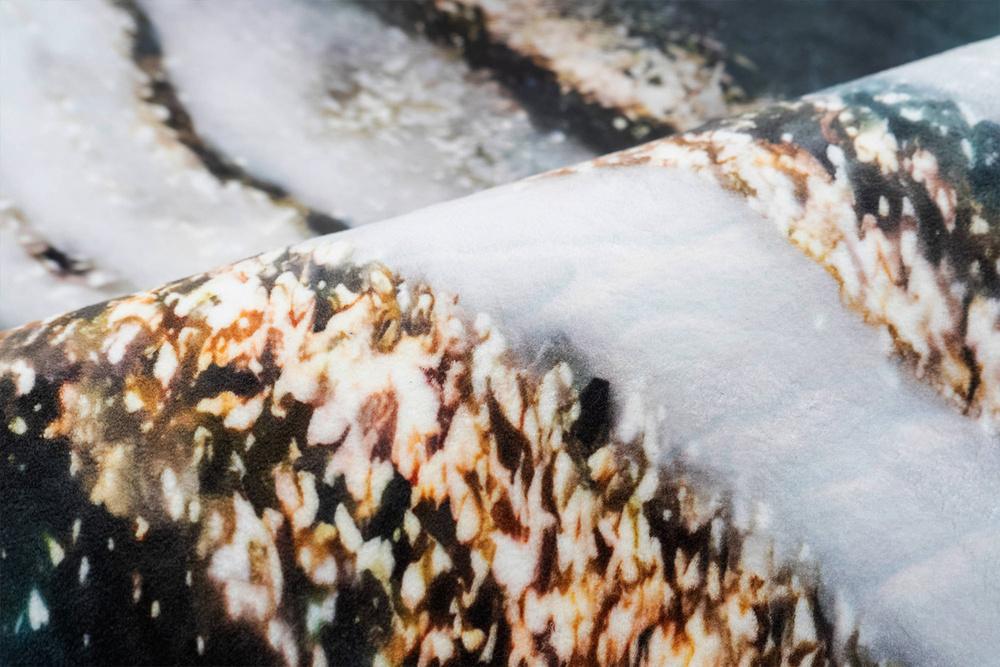 Dywan Okrągły NOVO Strado Nowoczesny Do Salonu Marmurowy Wzór Velvet ZłotyBrzeg 100x100 Cm