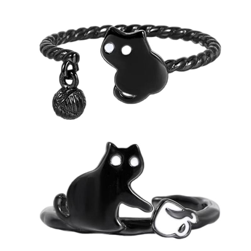 Open Design Kitty Ring Copper Allergy Resistant Lightweight Fashion Jewelry Stylish Finger Rings For Daily Wear Gifts