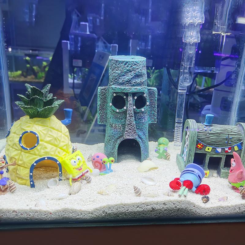 Cute Cartoon Aquarium Decorations 3 Styles Pineapple Octopus Stone Head House Fish Tank Ornaments