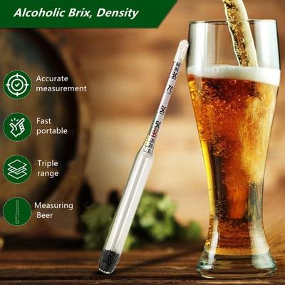 3 Schaal Hydrometer Alcohol Brix Meter 3-in-1 Densimeter voor Wijn Bier
