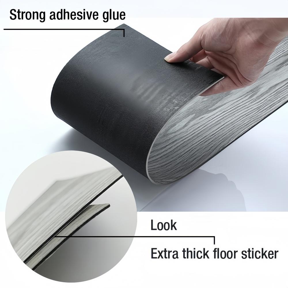 10pcs 40cmX15cm Wood Grain Strips Self-Adhesive Floor Stickers Wall Floor Stickers for Living Room Office Various Indoor Places