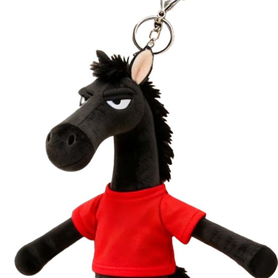 2026 Year of The Horse Plush Keychain Aloof Black Horse Auspicious Ornament Soft Bag Charm for Purse And Backpack Decor