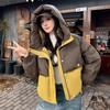 Giacche corte imbottite da donna con abbinamento di colori alla moda Nuova hooded ispessita design ampio calde vestiti invernali a piumino