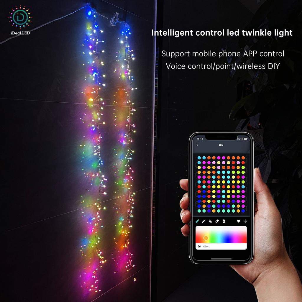 APP Control RGB Maroon LED Lights Waterproof New Year Home Decoration String Lamp DIY Picture Display Music Bluetooth Chandelier