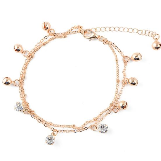 

Женский колокольчик со стразами, двухслойный браслет на ногу, пляжные украшения