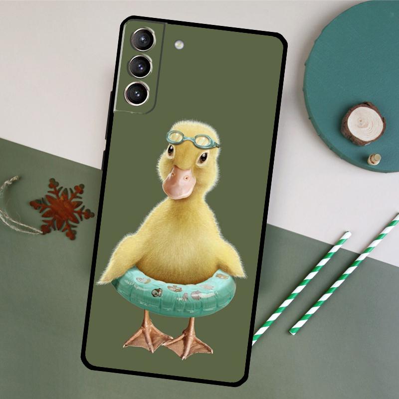 Süße Cartoon-Enten-Handyhülle Für Samsung Galaxy S26 S23 Ultra S20 S21 S22 S24 S25 Plus S10 S25 FE Rückseite