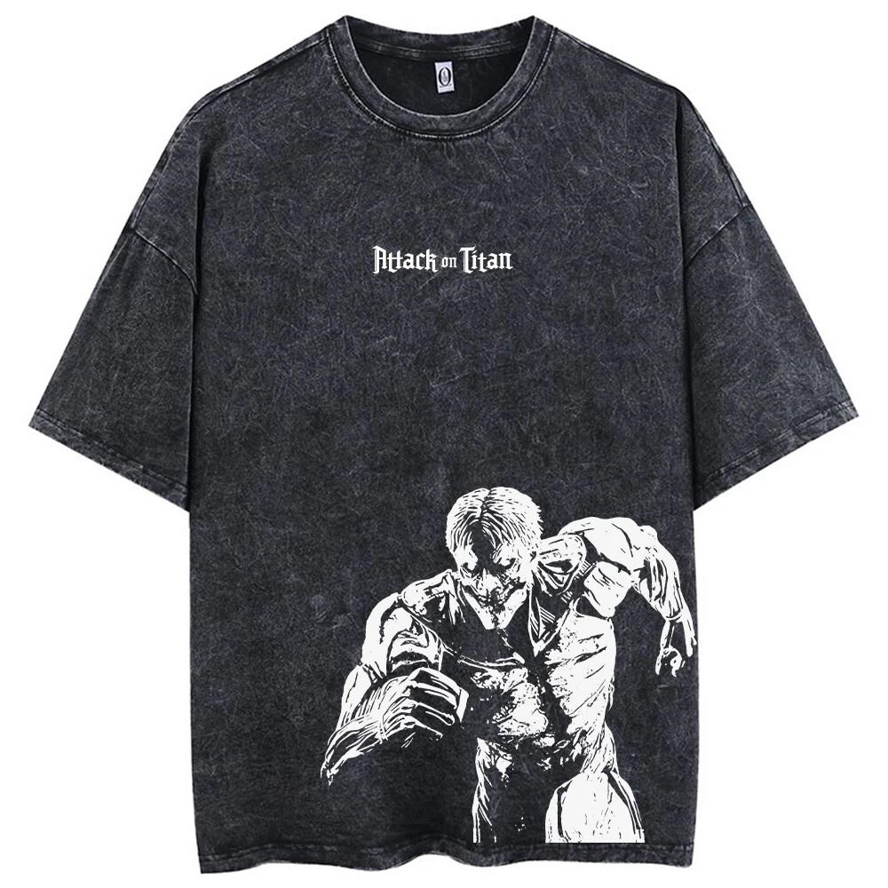 Mens Attack on Titan Anime TShirt Oversized Cotton Tee Streetwear Hip Hop XL