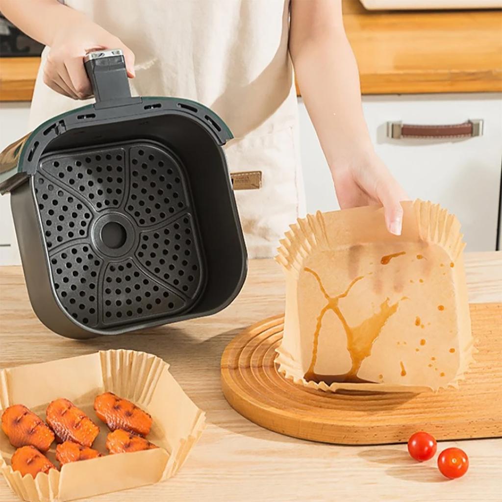 50 square air fryer paper lined with oil resistant air fryer disposable tray, oil-free air fryer,comic baking traybaking paper