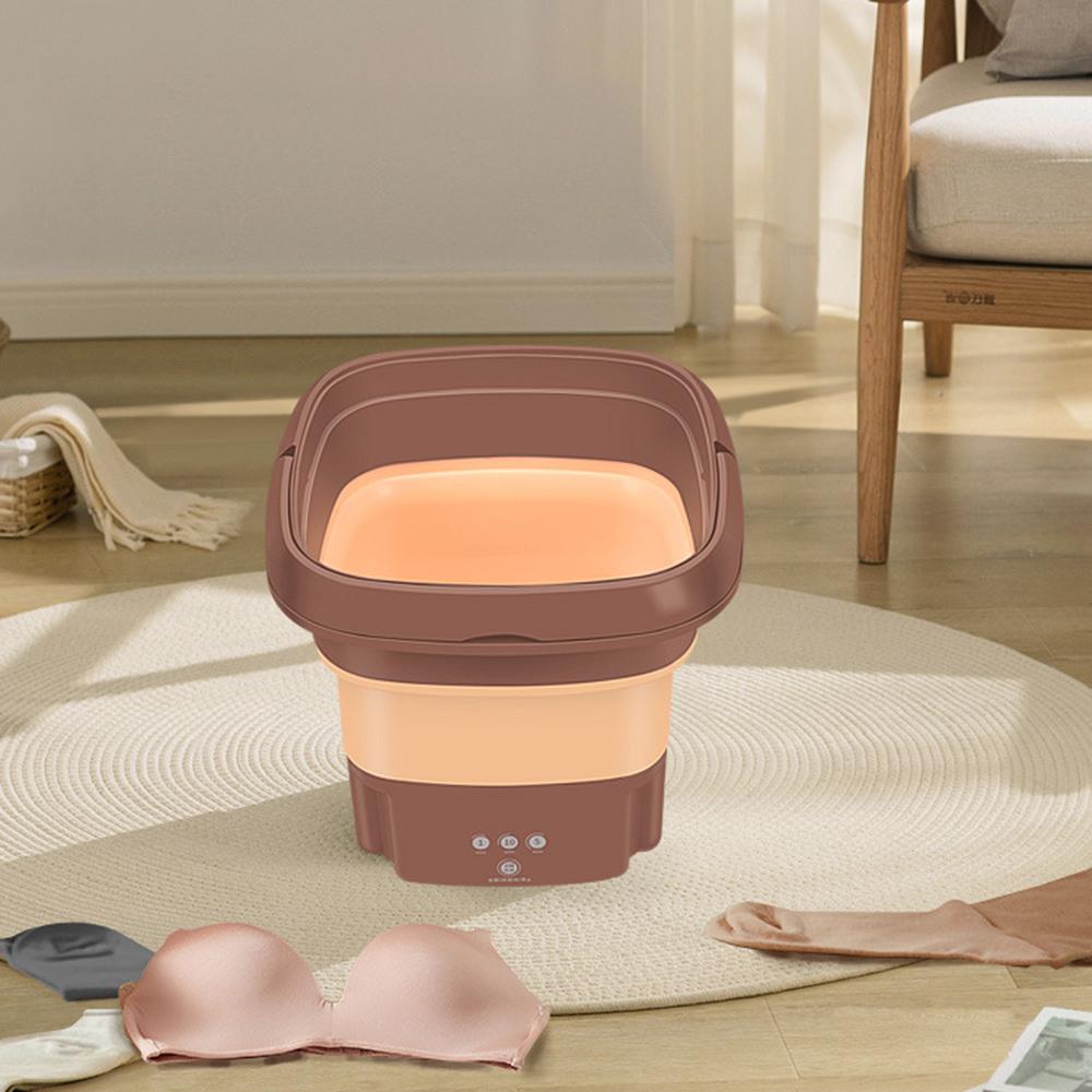 New Folding Washing Machine Portable Mini Socks Underwear Cleaning Machine Chocolate Color Home Appliance