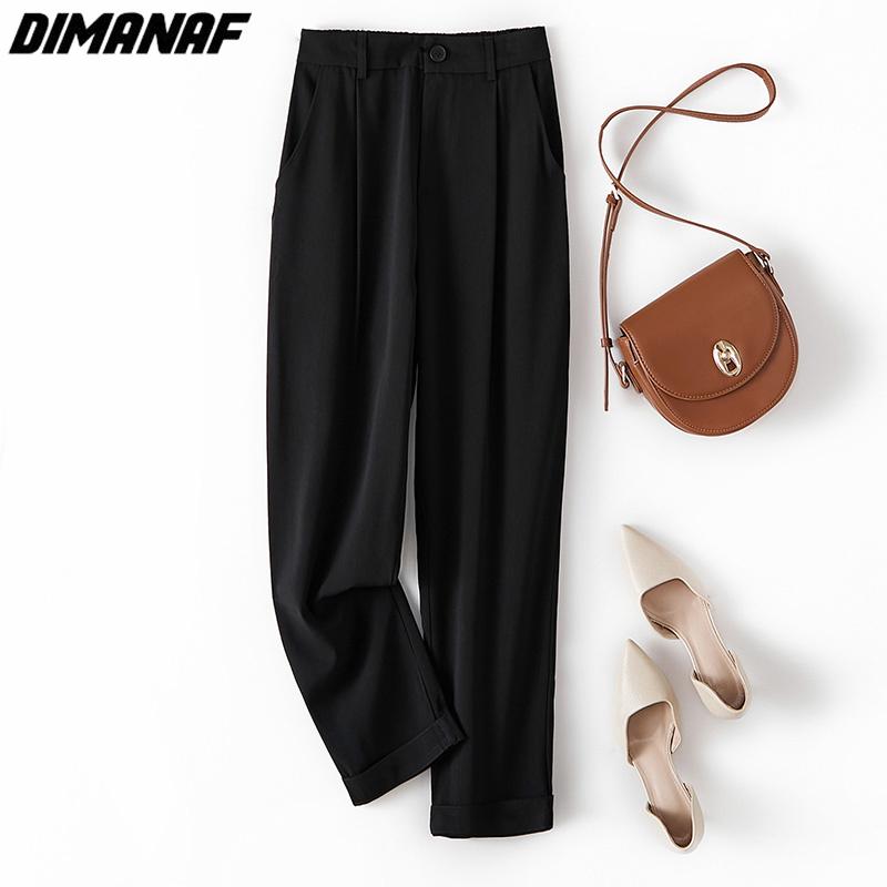 

DIMANAF 2023 Большие размеры летние длинные брюки прямые повседневные женские брюки свободные женские базовые брюки серые широкие брюки 4XL 5XL чёрный