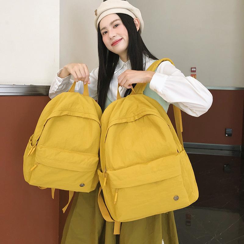 Schoolbag Retro Backpack Lightweight Casual Breast Bag Niche Design Solid Color Versatile Shoulder Bag Commuter Travel Backpack